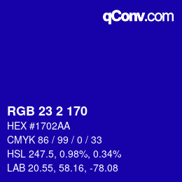 カラーコード: RGB 23 2 170 | qconv.com