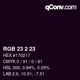 カラーコード: RGB 23 2 23 | qconv.com