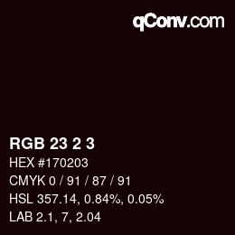 カラーコード: RGB 23 2 3 | qconv.com