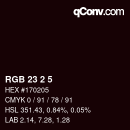 カラーコード: RGB 23 2 5 | qconv.com