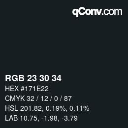 颜色代码: RGB 23 30 34 | qconv.com