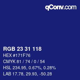 カラーコード: RGB 23 31 118 | qconv.com