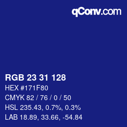 Color code: RGB 23 31 128 | qconv.com