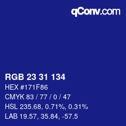 Color code: RGB 23 31 134 | qconv.com