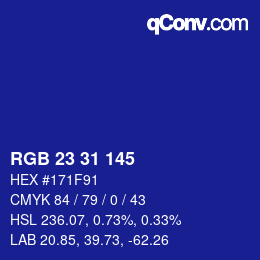 Color code: RGB 23 31 145 | qconv.com