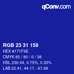 Color code: RGB 23 31 158 | qconv.com