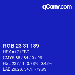 カラーコード: RGB 23 31 189 | qconv.com