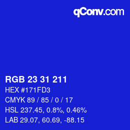 カラーコード: RGB 23 31 211 | qconv.com