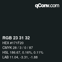 カラーコード: RGB 23 31 32 | qconv.com