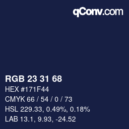 Color code: RGB 23 31 68 | qconv.com
