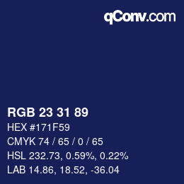 Color code: RGB 23 31 89 | qconv.com