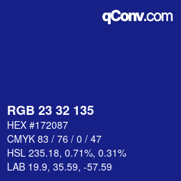 Color code: RGB 23 32 135 | qconv.com