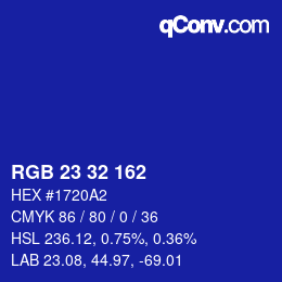 Farbcode: RGB 23 32 162 | qconv.com