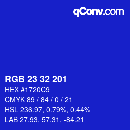 Color code: RGB 23 32 201 | qconv.com