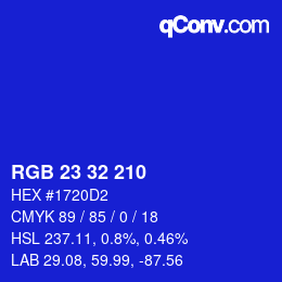 Color code: RGB 23 32 210 | qconv.com