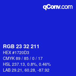 Color code: RGB 23 32 211 | qconv.com