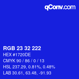 Color code: RGB 23 32 222 | qconv.com