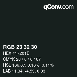 カラーコード: RGB 23 32 30 | qconv.com