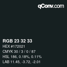 颜色代码: RGB 23 32 33 | qconv.com