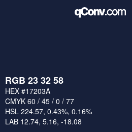 Color code: RGB 23 32 58 | qconv.com