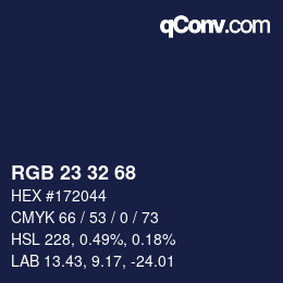 Color code: RGB 23 32 68 | qconv.com