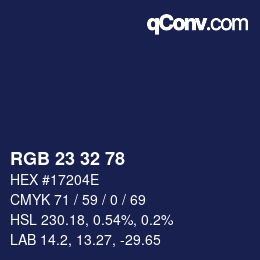 Color code: RGB 23 32 78 | qconv.com