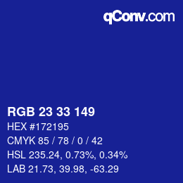 Color code: RGB 23 33 149 | qconv.com
