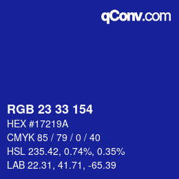 Color code: RGB 23 33 154 | qconv.com