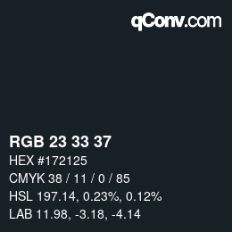 Color code: RGB 23 33 37 | qconv.com