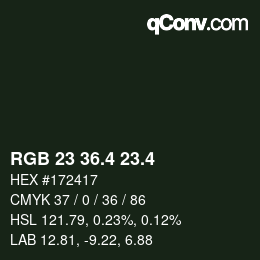 カラーコード: RGB 23 36.4 23.4 | qconv.com