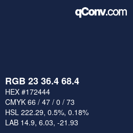 カラーコード: RGB 23 36.4 68.4 | qconv.com