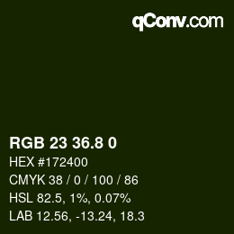 カラーコード: RGB 23 36.8 0 | qconv.com