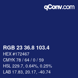 カラーコード: RGB 23 36.8 103.4 | qconv.com