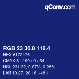 カラーコード: RGB 23 36.8 118.4 | qconv.com