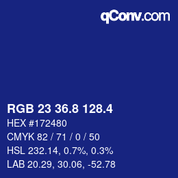 カラーコード: RGB 23 36.8 128.4 | qconv.com