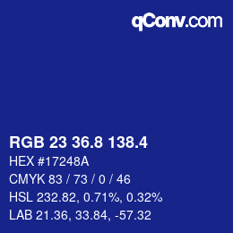 カラーコード: RGB 23 36.8 138.4 | qconv.com