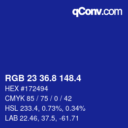 カラーコード: RGB 23 36.8 148.4 | qconv.com