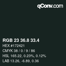 カラーコード: RGB 23 36.8 33.4 | qconv.com