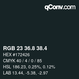 カラーコード: RGB 23 36.8 38.4 | qconv.com