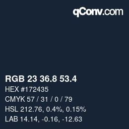 カラーコード: RGB 23 36.8 53.4 | qconv.com