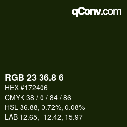 カラーコード: RGB 23 36.8 6 | qconv.com