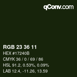 颜色代码: RGB 23 36 11 | qconv.com
