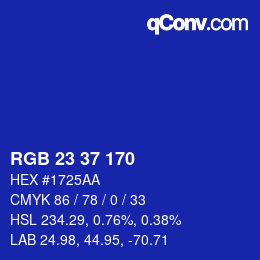 Color code: RGB 23 37 170 | qconv.com
