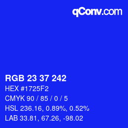 颜色代码: RGB 23 37 242 | qconv.com