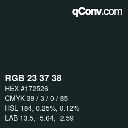 颜色代码: RGB 23 37 38 | qconv.com