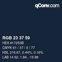 颜色代码: RGB 23 37 59 | qconv.com