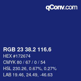 カラーコード: RGB 23 38.2 116.6 | qconv.com