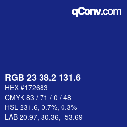 カラーコード: RGB 23 38.2 131.6 | qconv.com