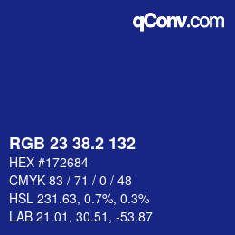 カラーコード: RGB 23 38.2 132 | qconv.com
