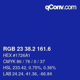 カラーコード: RGB 23 38.2 161.6 | qconv.com